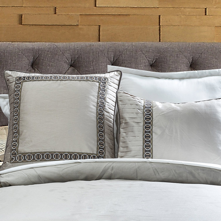 Devaney Pleated Embroidery Euro Pillow Cover 14 Karat Home Inc.