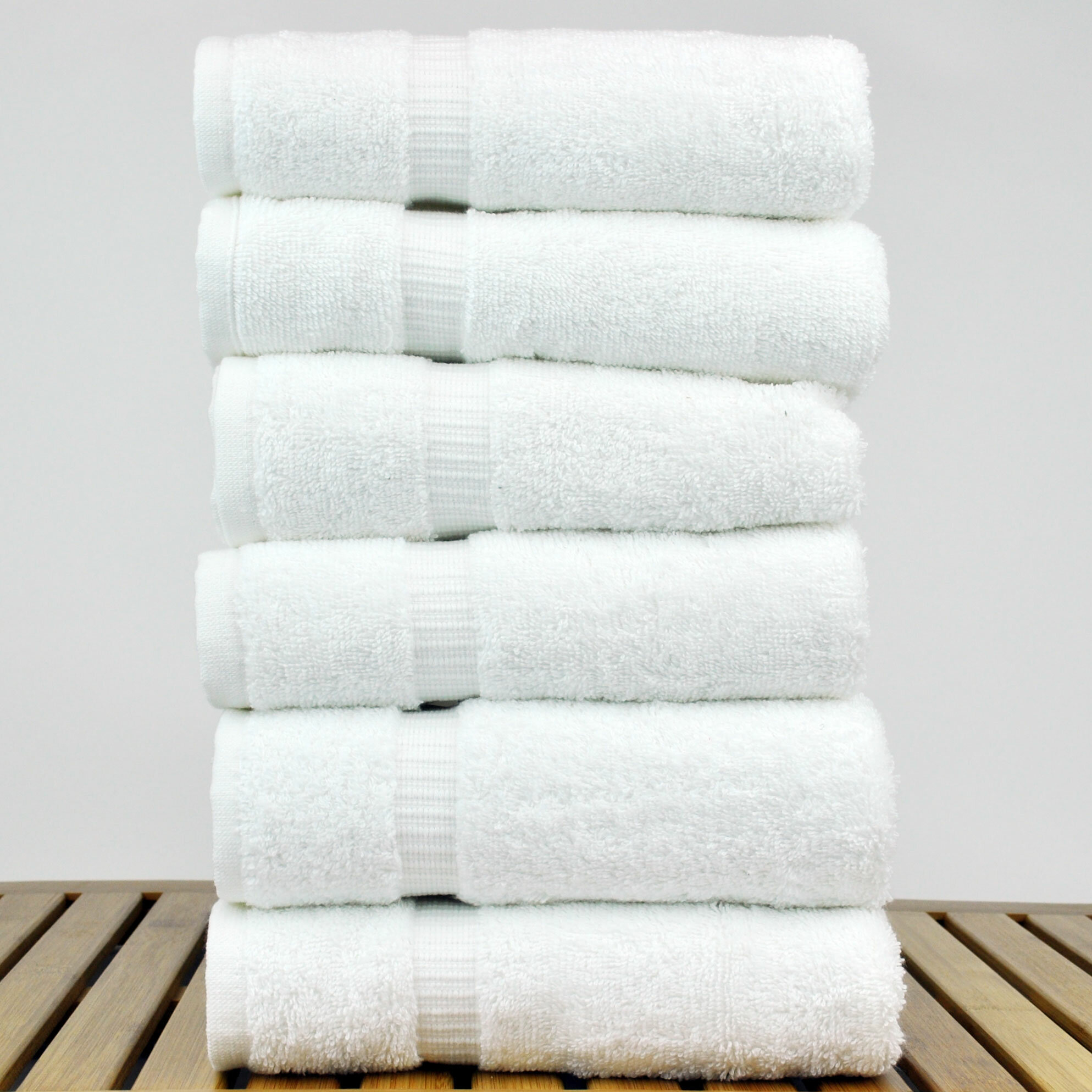 Eco Cotton Towel Sets Dobby Border White 