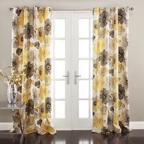 Floral Curtains Amaranth Flower Pattern Window Drapes 2 Panel Set 108x84 Inches 