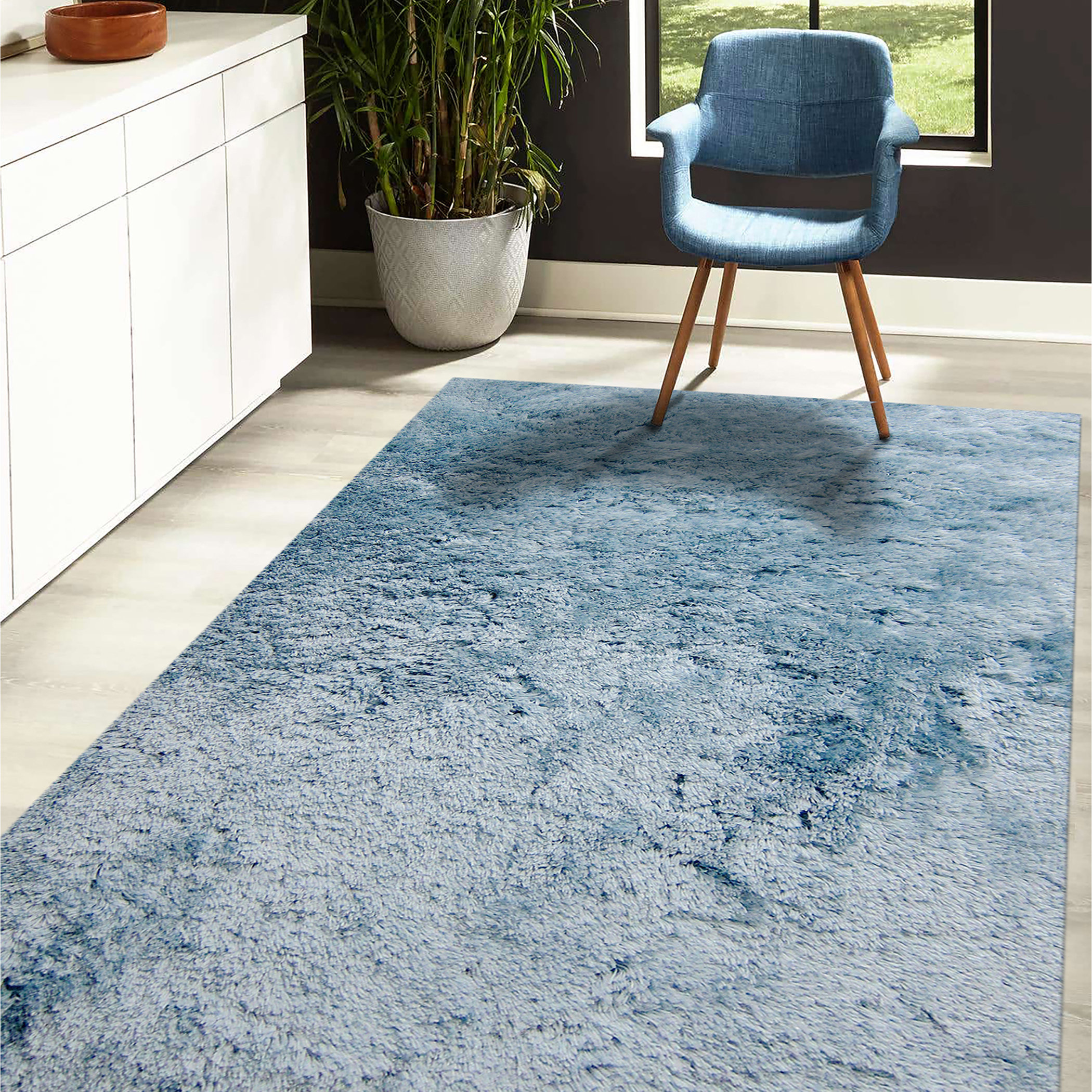 Wrought Studio Florala Performance Sky Blue Rug & Reviews | Wayfair