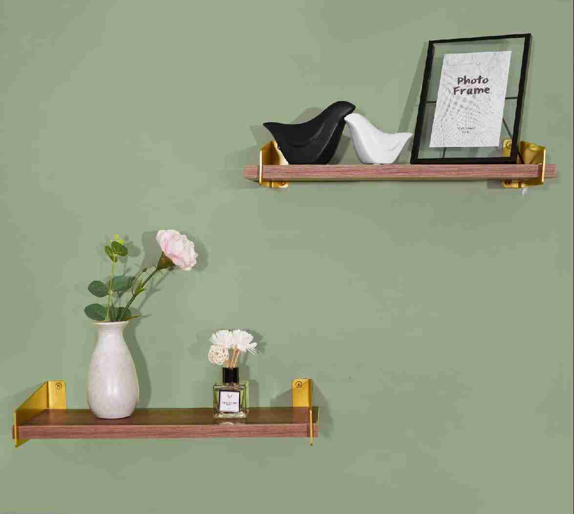 Ebern Designs Floating Shelves , Metal Brackets Rustic Wood Wall