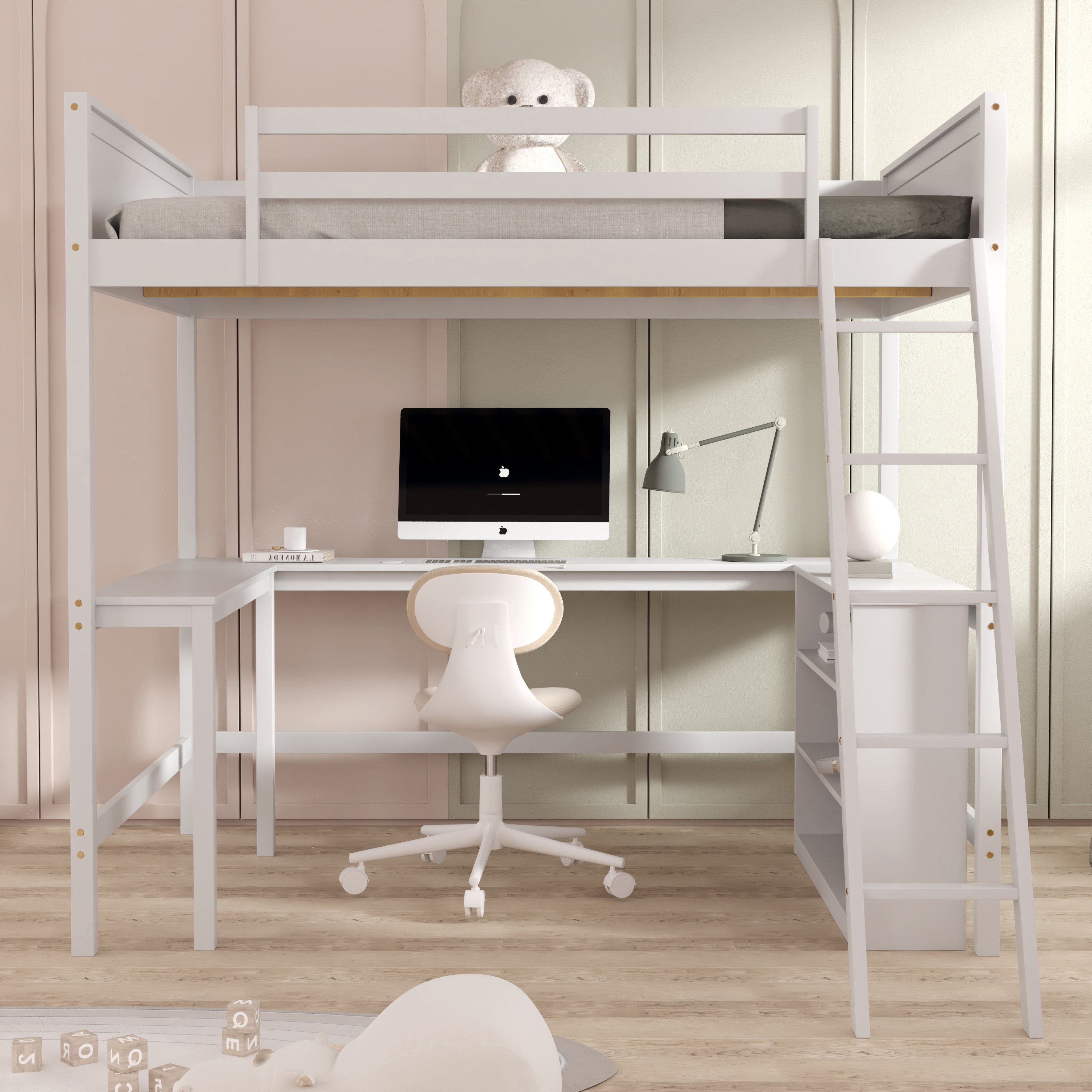 Harriet Bee Enson Full Loft Bed with BuiltinDesk by Harriet Bee Wayfair