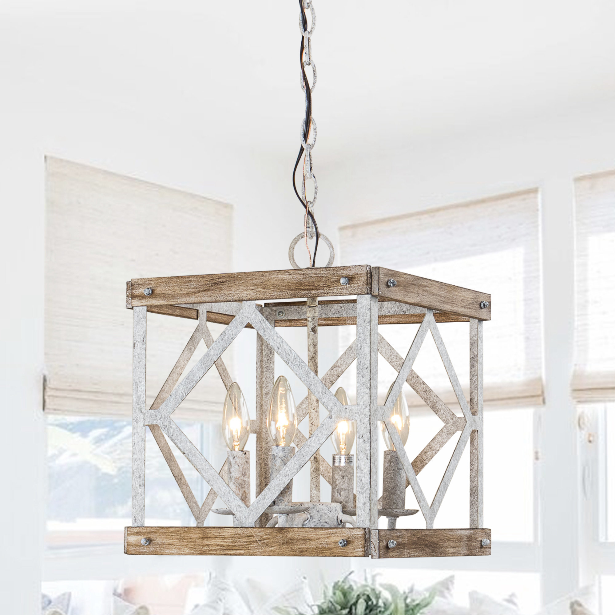 Laurel Foundry Modern Farmhouse Rylie 4 Light Dimmable Lantern Square