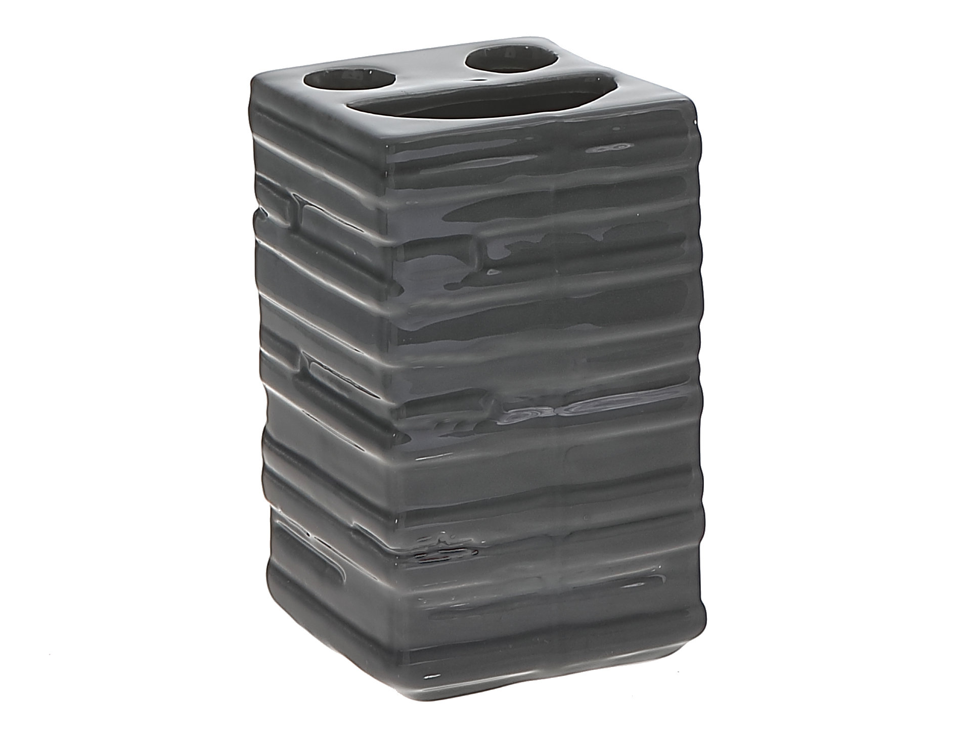 Ebern Designs Ceramic Toothbrush Holder (Gray Slate) Wayfair