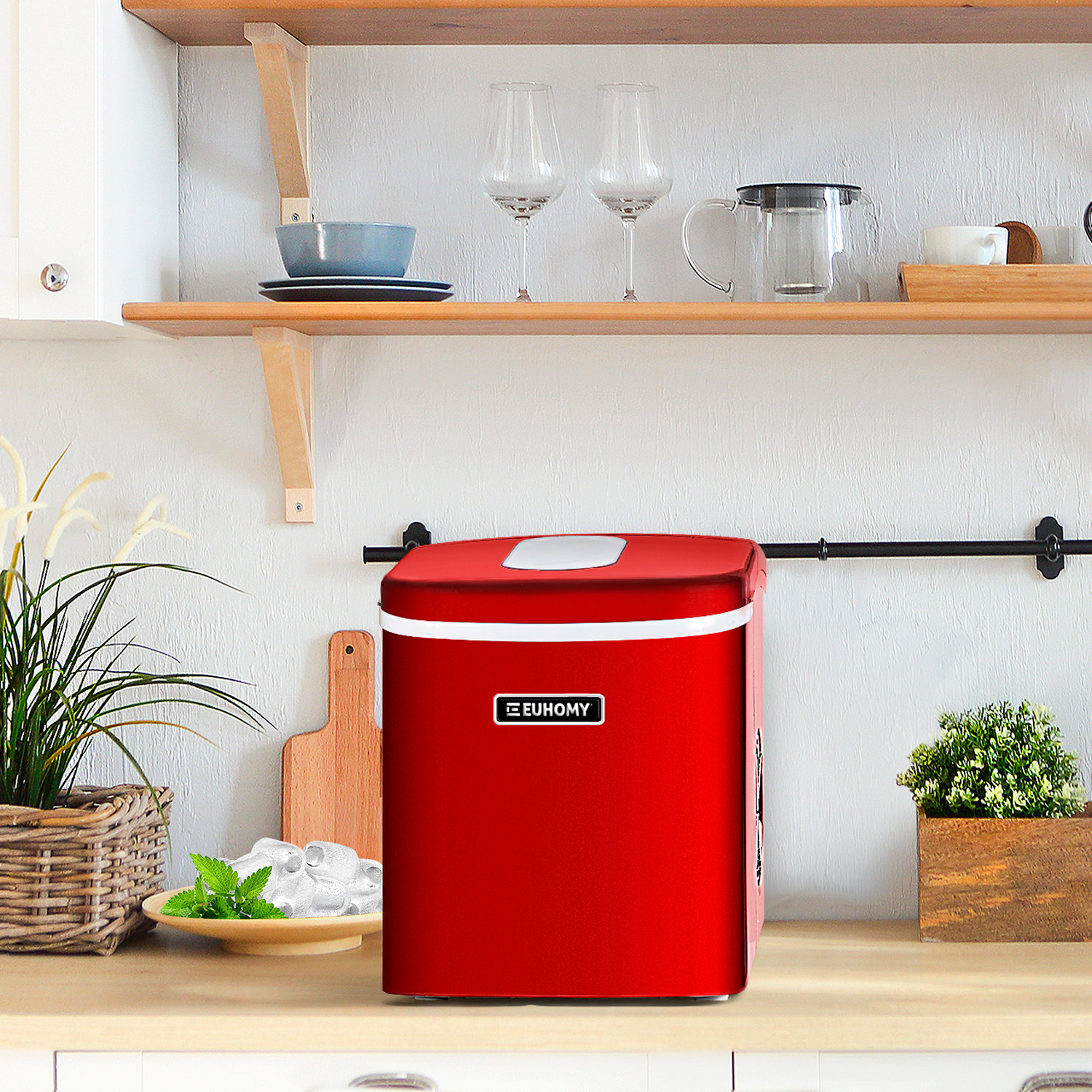 Euhomy 26 Lb. lb. Daily Production Bullet Clear Ice Portable Ice Maker