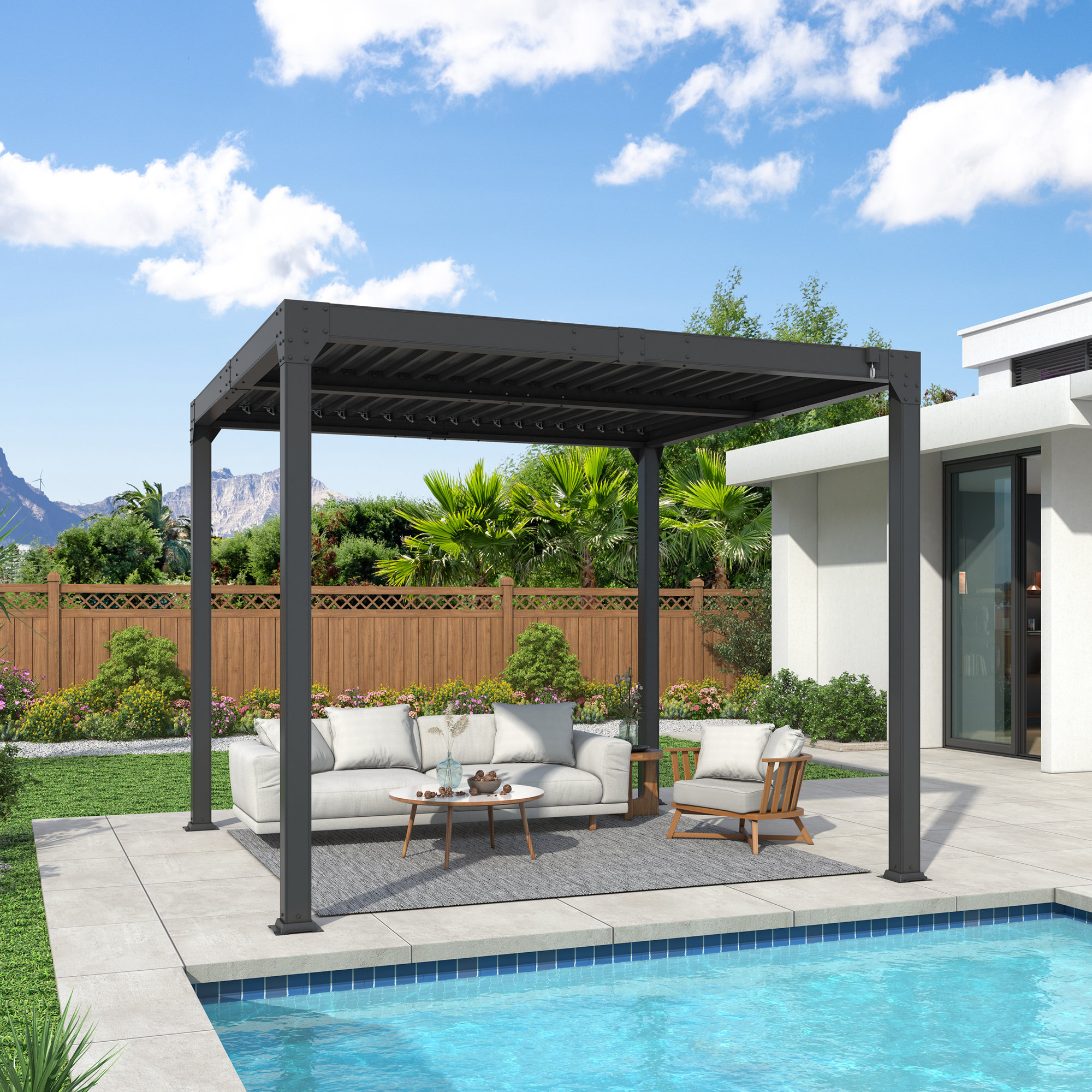 Peak Home Furnishings 10 Ft. W X 10 Ft. D Steel Pergola Wayfair