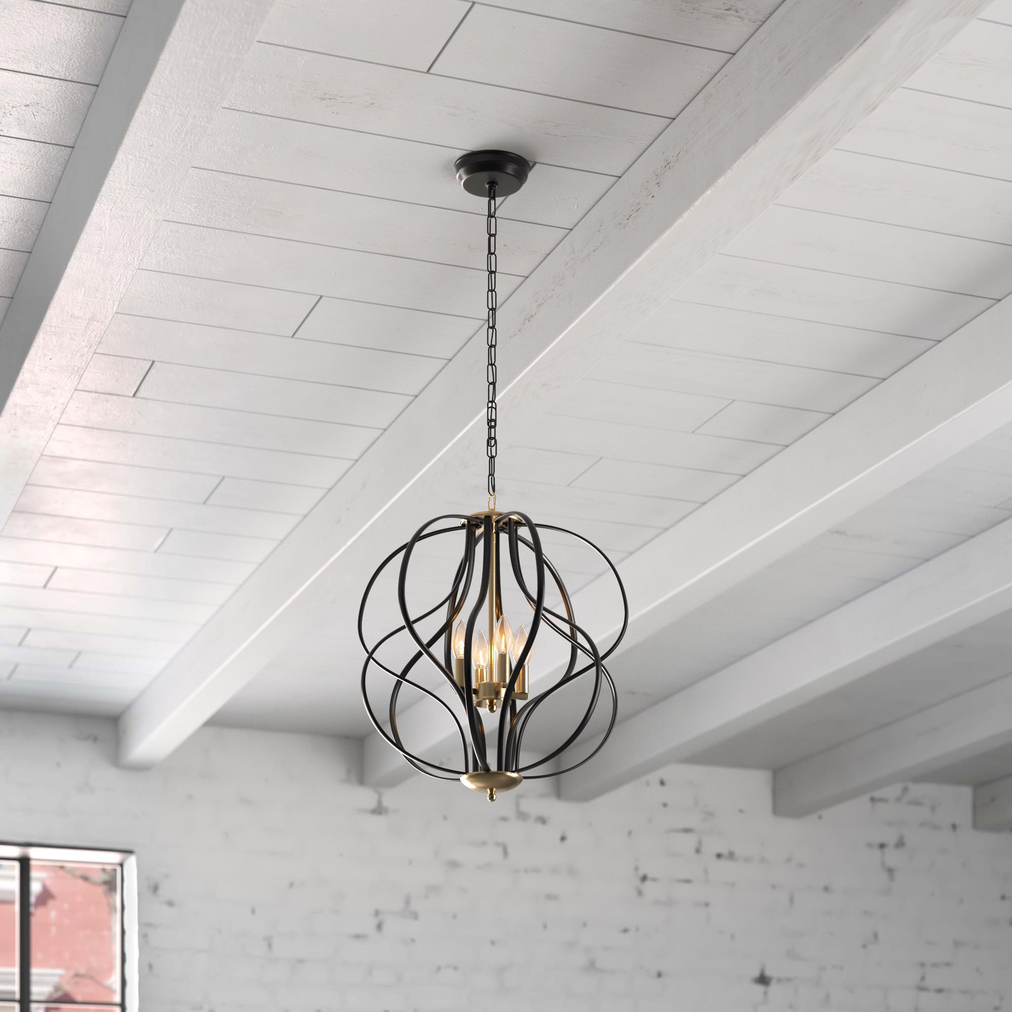 Steelside™ Avers 4 Light Dimmable Geometric Chandelier & Reviews