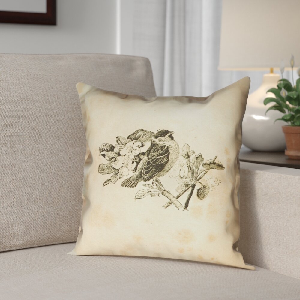Red Barrel Studio® Venezia Vintage Bird Outdoor Throw Pillow | Wayfair