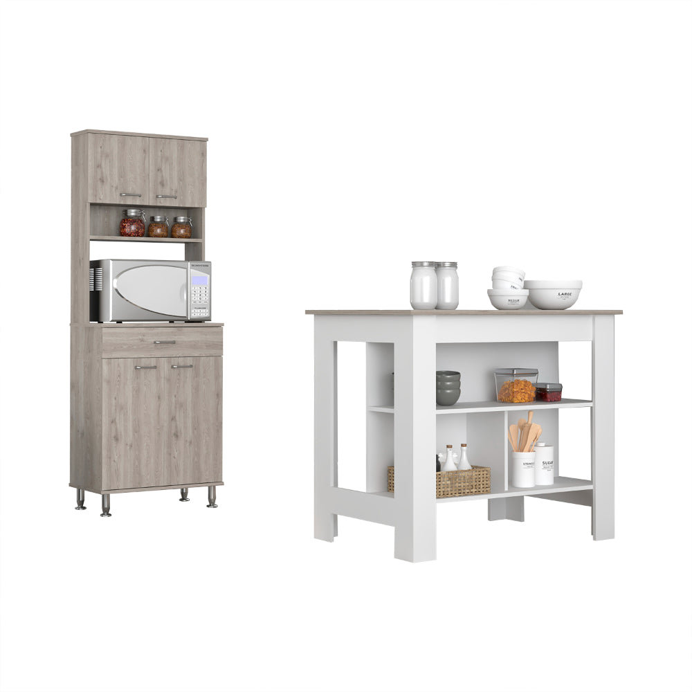 Latitude Run® Calgary Kitchen Set, Kitchen Island + Pantry