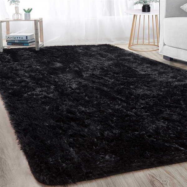 Modern Cosy Dark Green Flecked Rug Small Large Non Shed Warm Dense Shaggy Rugs 