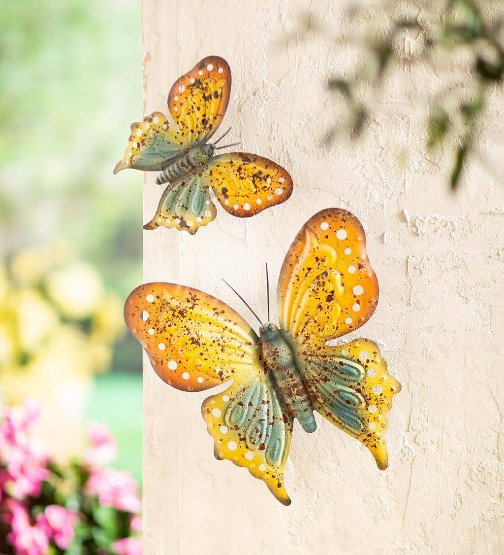 Wind & Weather 2 Piece Metal Butterflies Wall Décor Set Wayfair