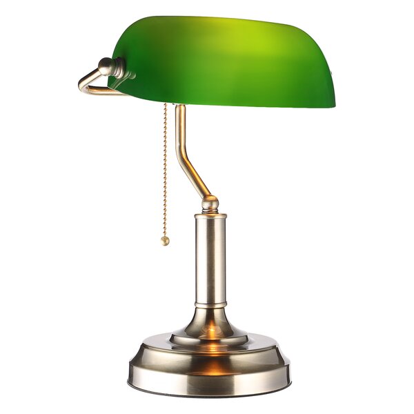 Bankers Desk Lamps Satin Nickel Antique Brass Polished Brass Green White Shades 