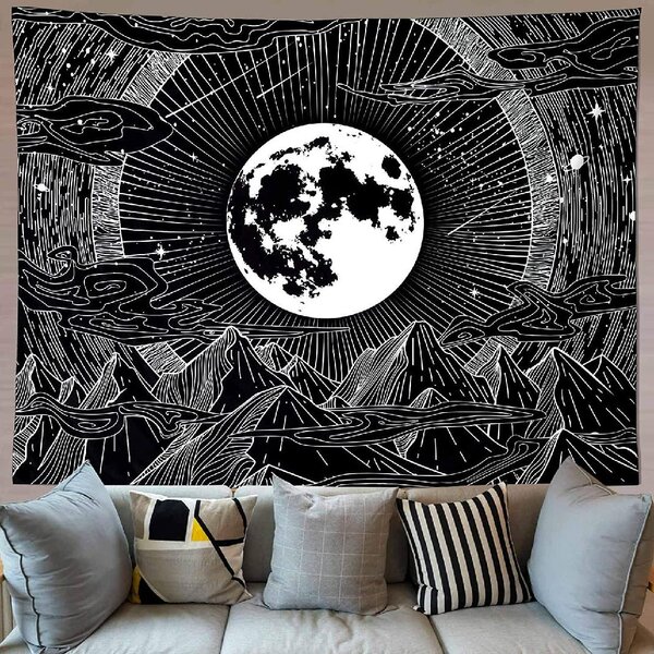 Bohemian Tapestries for Home Dorm Living Room Bedroom Ceiling Decor Large Blanket for Men Women with Non-Mark Hooks & Clips 51X59 Inches Black and White Mandala Ombre Tapestry Wall Hanging