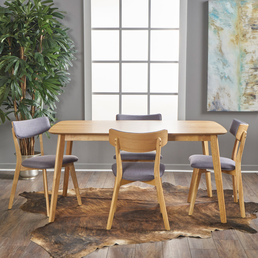 Henry 4 - Person Rubberwood Solid Wood Dining Set