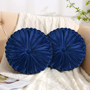 round navy throw pillows