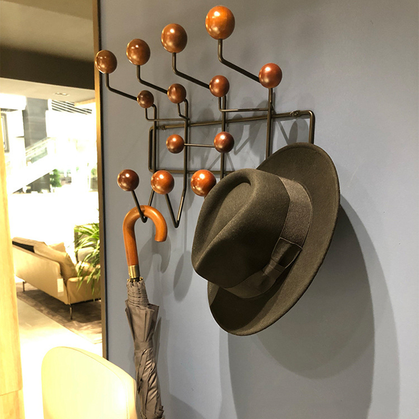 Rosalind Wheeler Atomix 19.9'' Wide 14 - Hook Wall Mounted Coat Rack in ...