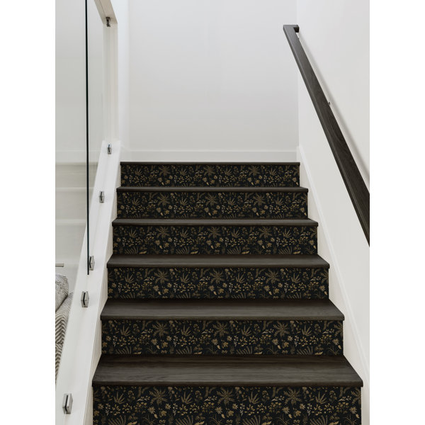 SimpleShapes Plant Pattern Floral Peel And Stick Stair Riser Strips ...