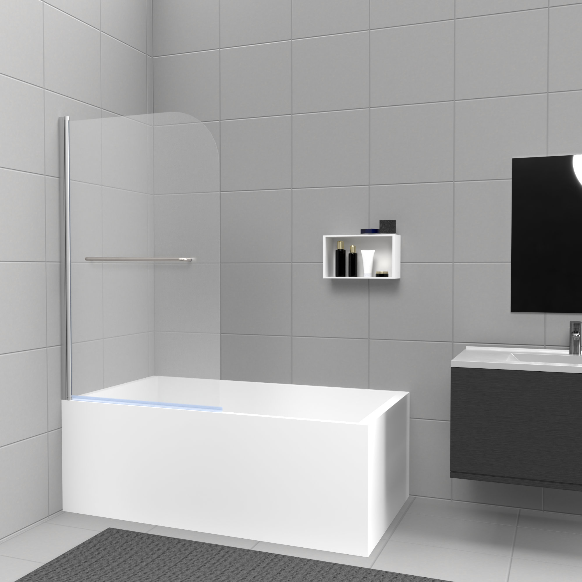 CKB 35 In. W X 55 In. H Frameless Pivot Tub Door 1/5" Clear Glass With Towel Bar, Brushed Nickel