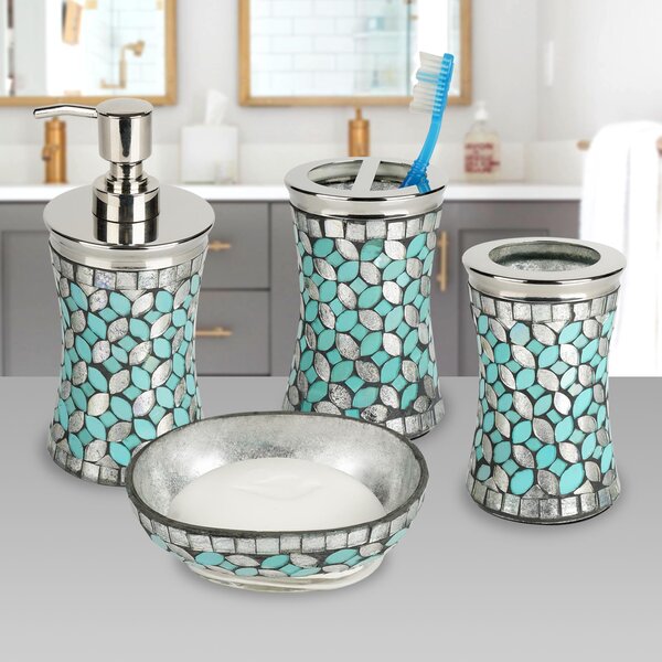 JOTOM Modern Design 4 Pieces Ceramic Bathroom Accessory Set Bath Accessories Set 