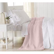 MARLEY THROW 125X150CM ROSE PINK BLUSH 100% Cotton Fringe Blankets Sofa Rugs Tas 