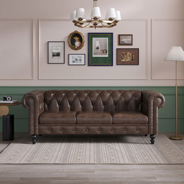 Canora Grey Adelric 83.46'' Vegan Leather Sofa & Reviews | Wayfair