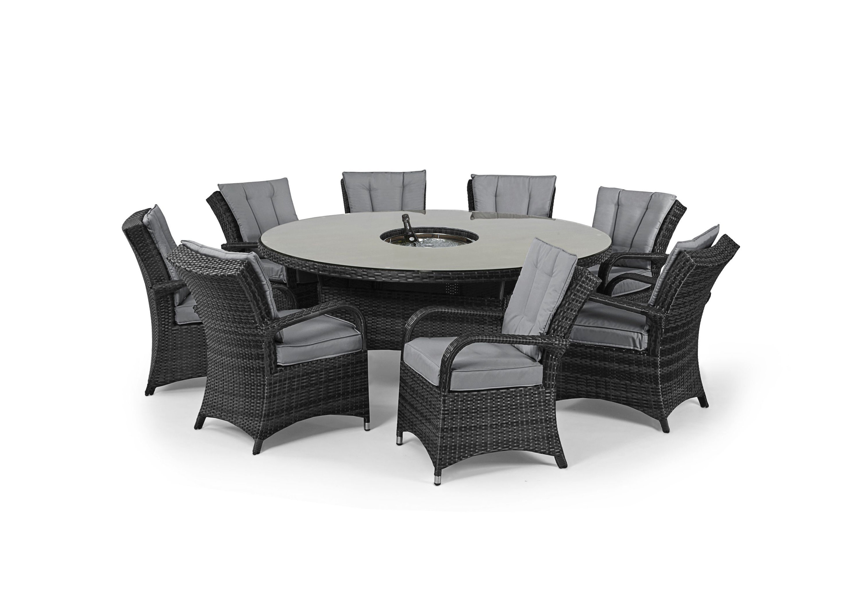 Dakota Fields Coshocton 8 Seat Round Rattan Dining Set with Ice