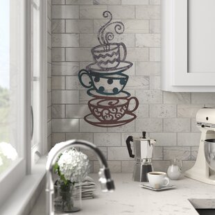 COFFEE CUPS Kitchen Home Decor Metal Wall Art Hanging 16" tall 