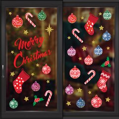 Easma Christmas Draft Decals Peeping Draft-Christmas Window Decals Vintage Ornaments Wall Decals Peel&Stick Decals Winter Window Stickers