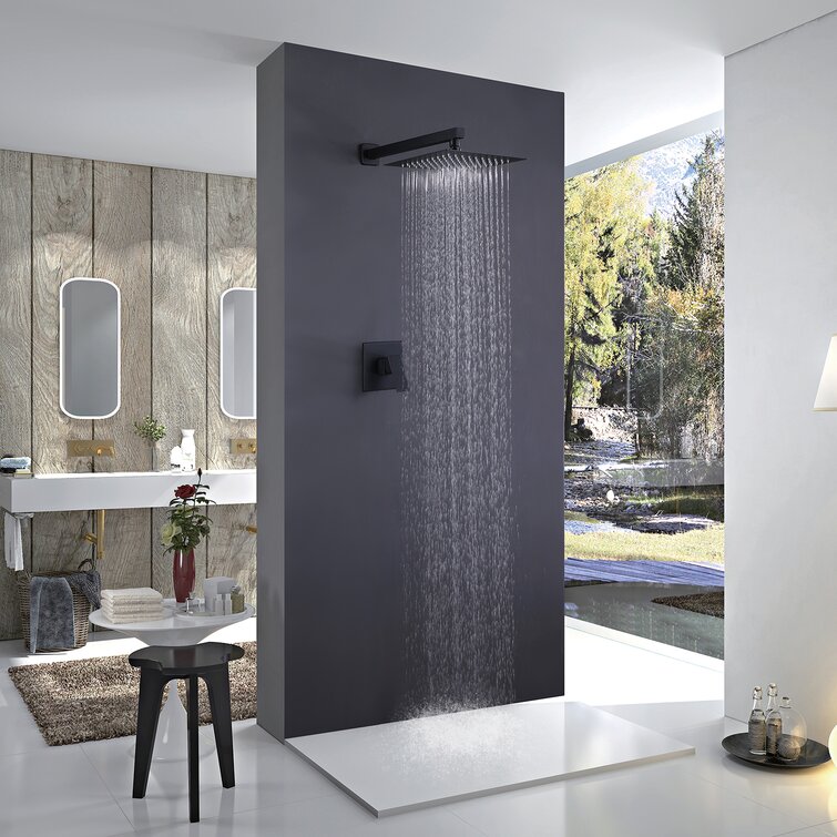 Bathroom 10 in Shower Head Matte Black Top Sprayer Rainfall with LED Light