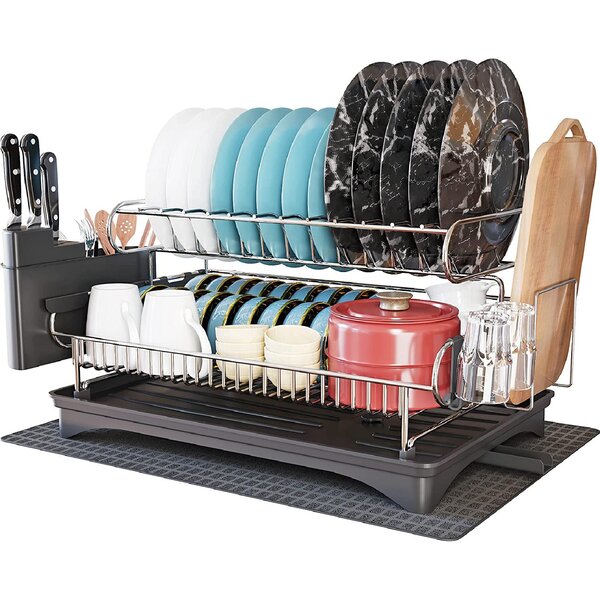 Kitchen Dish Cup Drying Rack Drainer Dryer Tray Cutlery Holder Organizer New 
