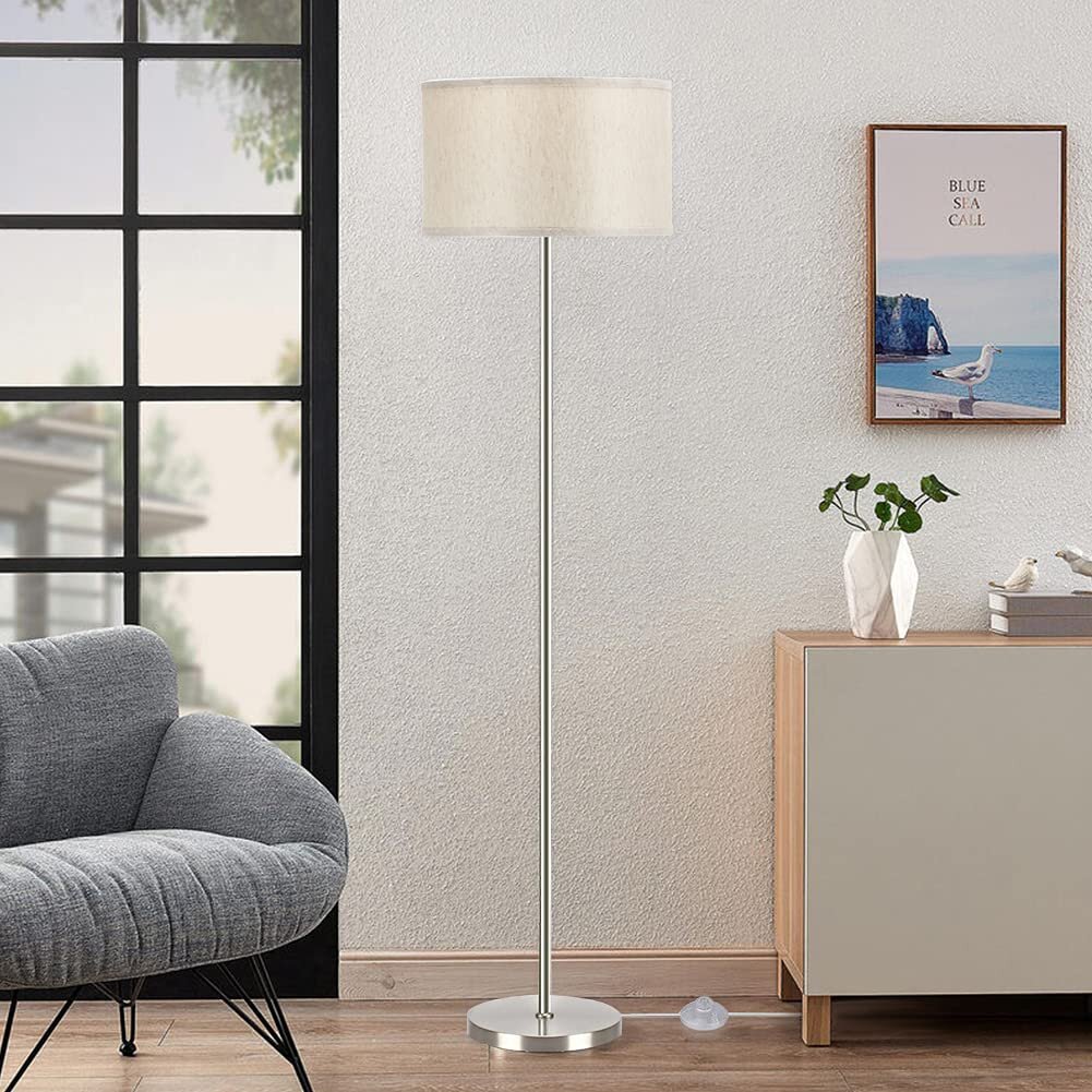 Latitude Floor Lamps Modern Floor Lamp With Drum Shade, Standing Lamp For Living Room Bedroom Office Study Room With Foot Switch Reviews | Wayfair