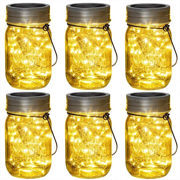 30x Solar Mason Jar Lids Fairy String Lights Indoor Outdoor Decor Lamps Hanging 