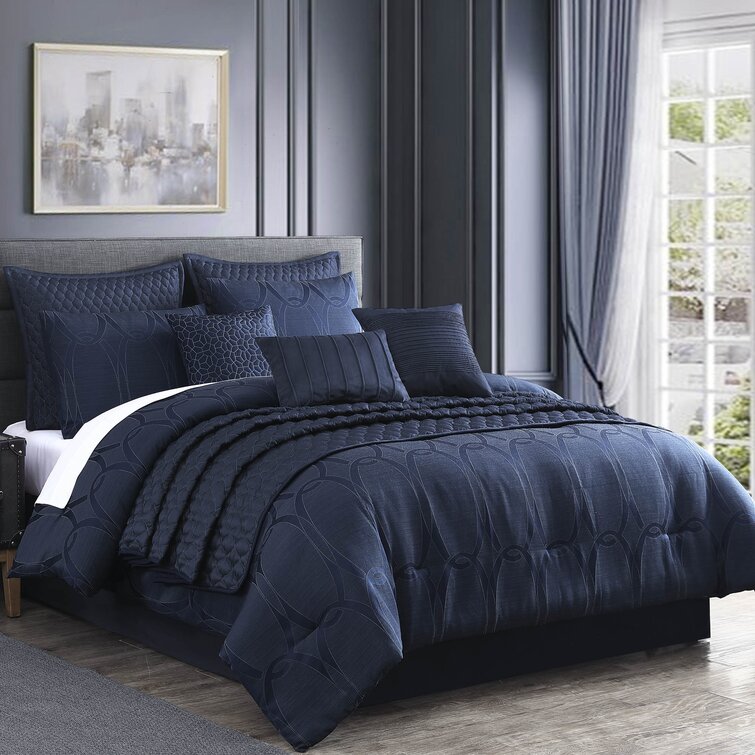 dark blue comforter full