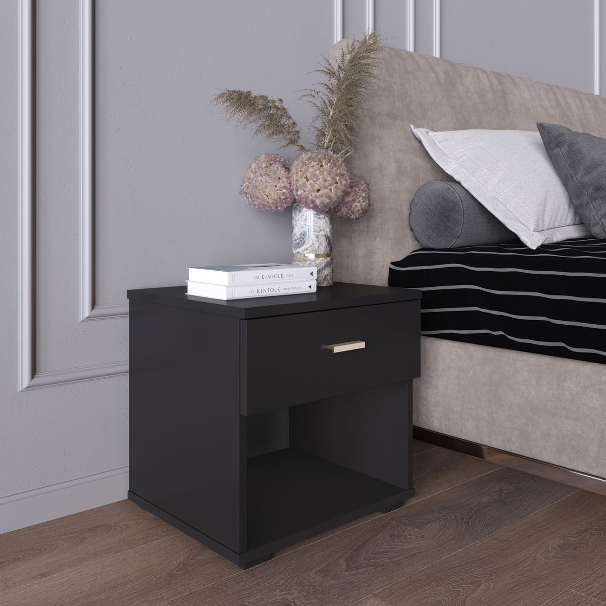 Ebern Designs Novara Single Drawer Low Profile Nightstand & Reviews