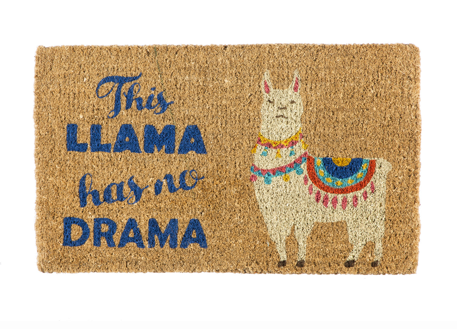 Dakota Fields Conwell This Llama Has No Drama Woven Back Coir 30" x 18