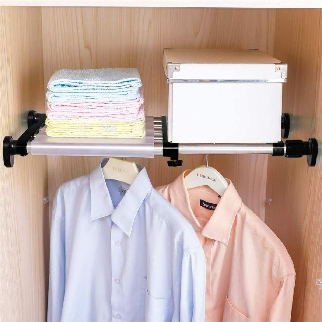 JMXIANG Closet Tension Shelf Rod Expandable Shelf Organizer Adjustable Closet Shelf Rack Closet Divider