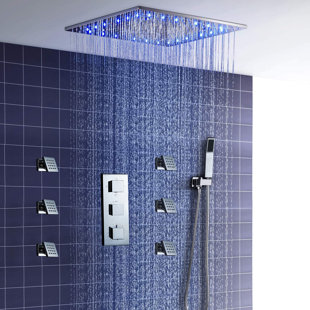 Rainfall and Mist Thermostatic Complete Shower System with Rough-in Valve