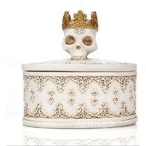 Dragon Skull Jewelry Trinket Stash Large 9.5" Box Hand Painted Polyresin Superb 