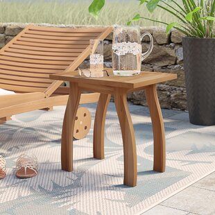 VINGLI Solid Wooden Side Table Backyard and Poolside Stable Conversation End Table for Living Room Bedroom Balcony Outdoor Natural Finished Patio Thick Wood Outdoor Patio Sofa End Table