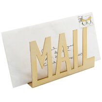 Modern Brass-Tone Metal Cutout-Design Desktop Snail MAIL Holder/Letter Organizer 