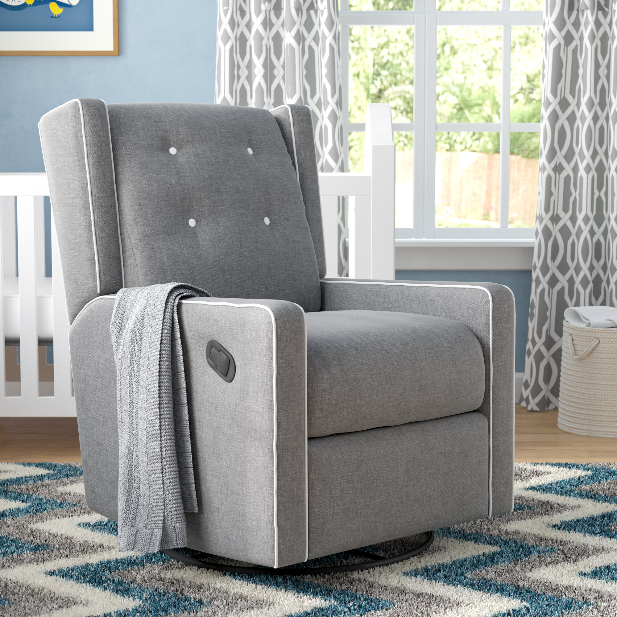 Rocker Glider Chair And Ottoman Microfiber Baby Nursery Furniture Modern NEW 