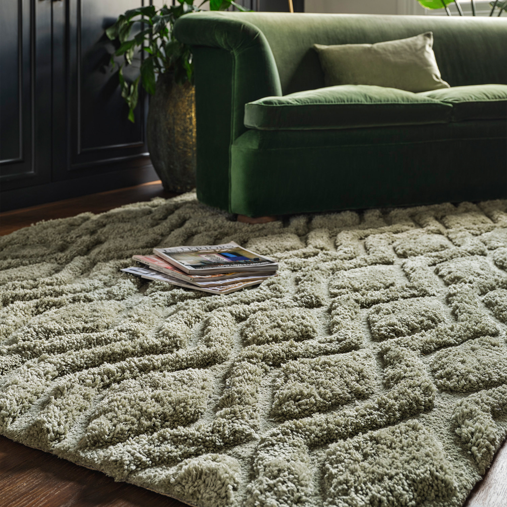 Gracie Oaks Peck Shaggy Green Rug | Wayfair.co.uk