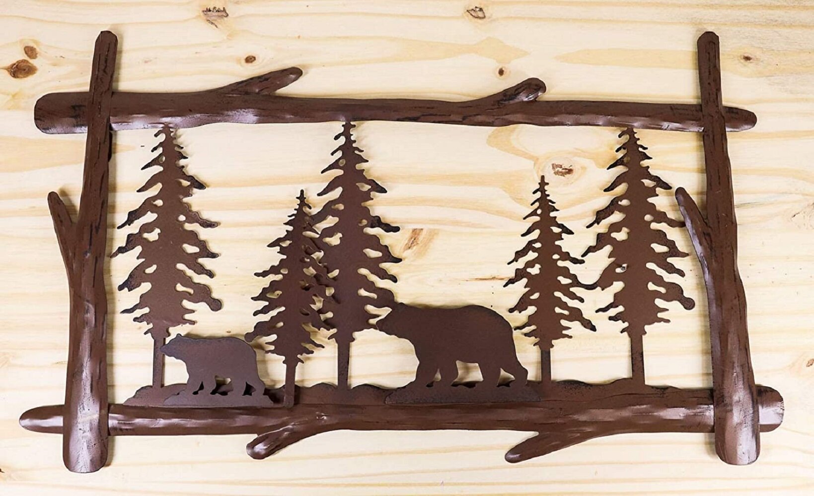 20" BROWN BEAR METAL SCULPTURE SIGN Forest Rustic Lodge Log Cabin Home Decor NEW