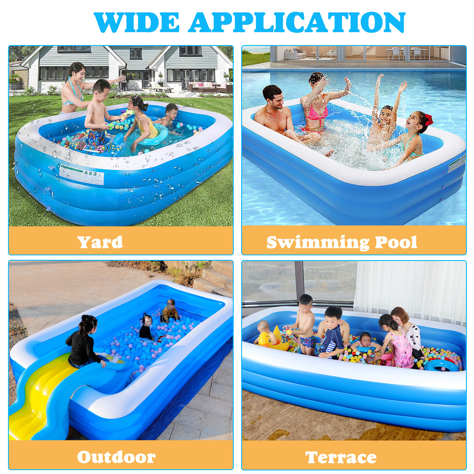 LARGE PADDLING GARDEN POOL KIDS FUN FAMILY SWIMMING OUTDOOR INFLATABLE 45 x 10" 