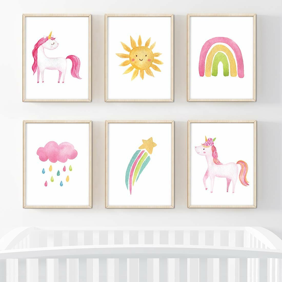 Pale Pink Unicorn Rainbow Cloud Lampshade Children's Girls Nursery 