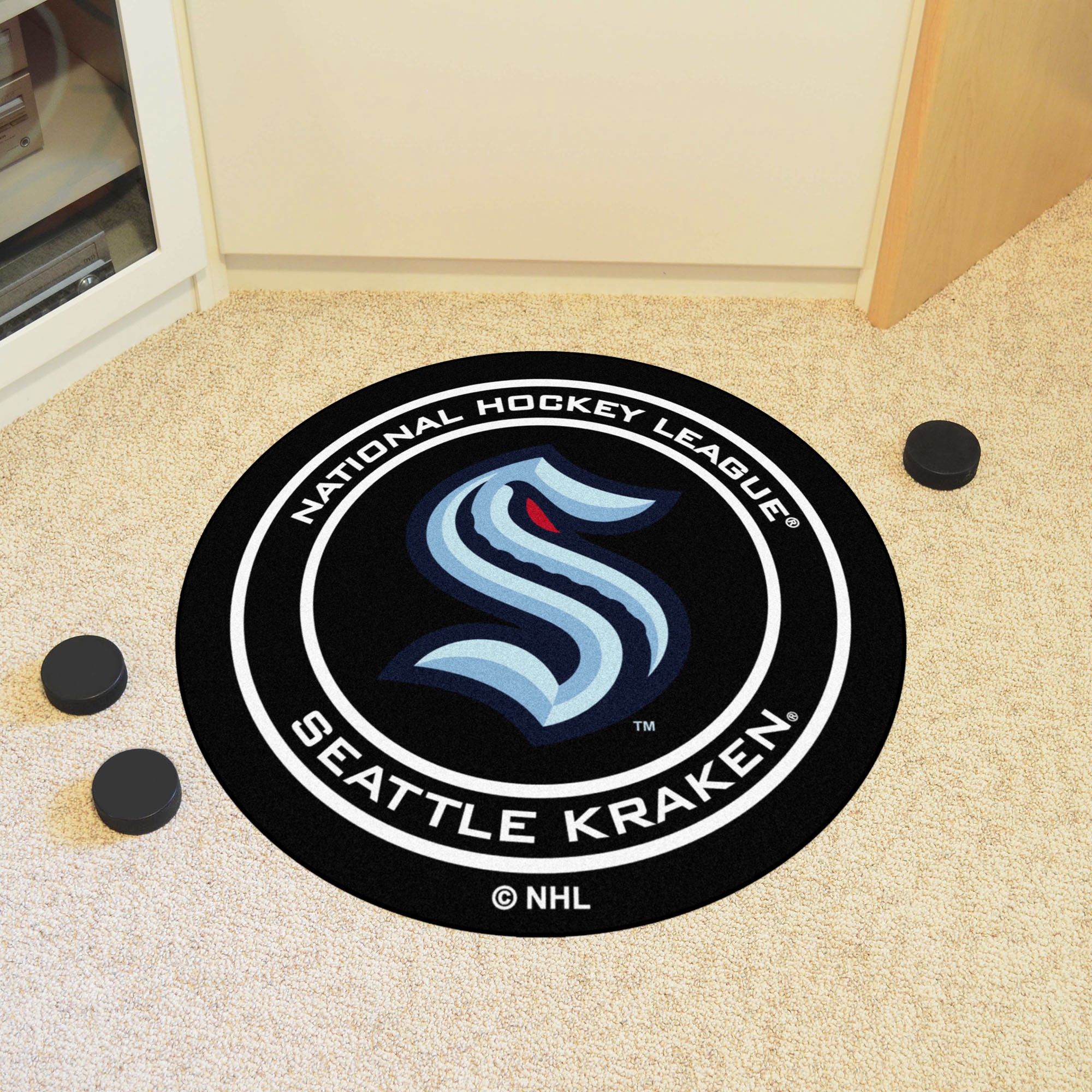 FANMATS Seattle Kraken_Seattle Kraken Hockey Puck Rug 27In. Diameter