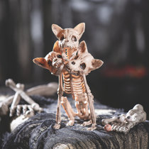 Cute SKELETON PUPPY SITTING CRAZY BONEZ Dead House Pet Halloween Prop Decoration 