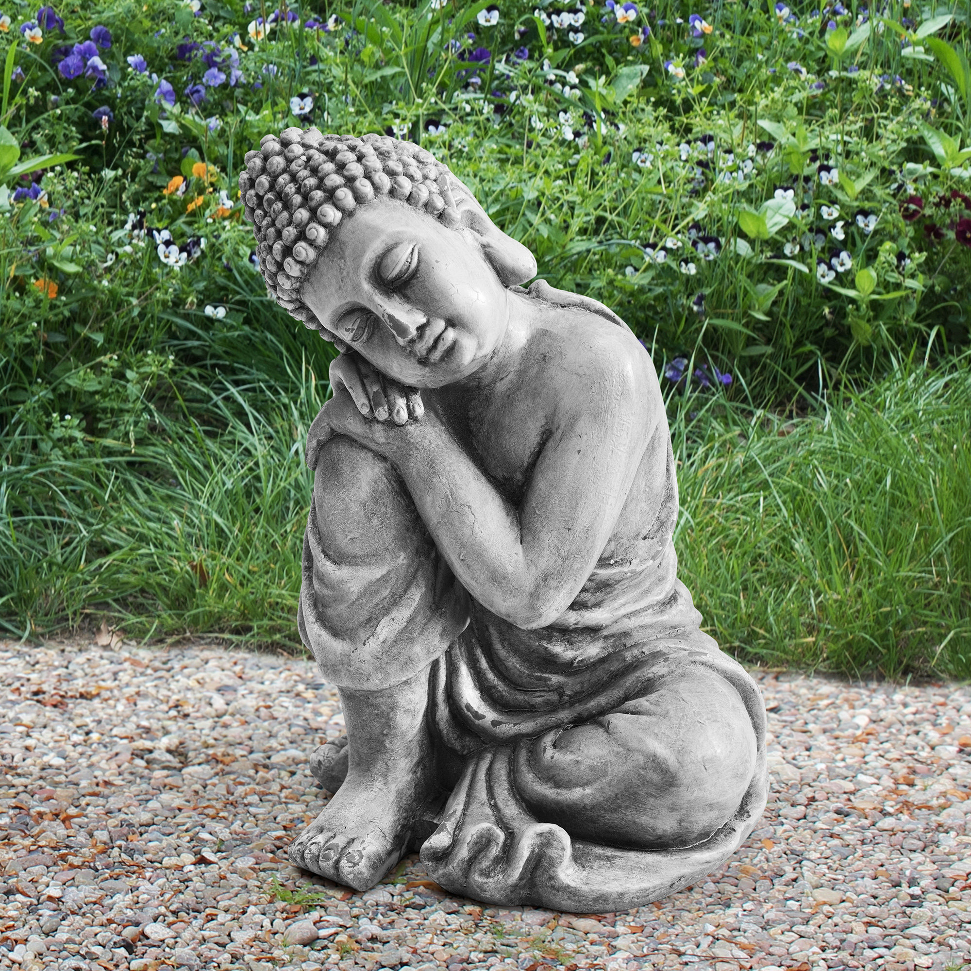 Dakota Fields Waupaca Market Clay Buddha Garden Decor Statue & Reviews
