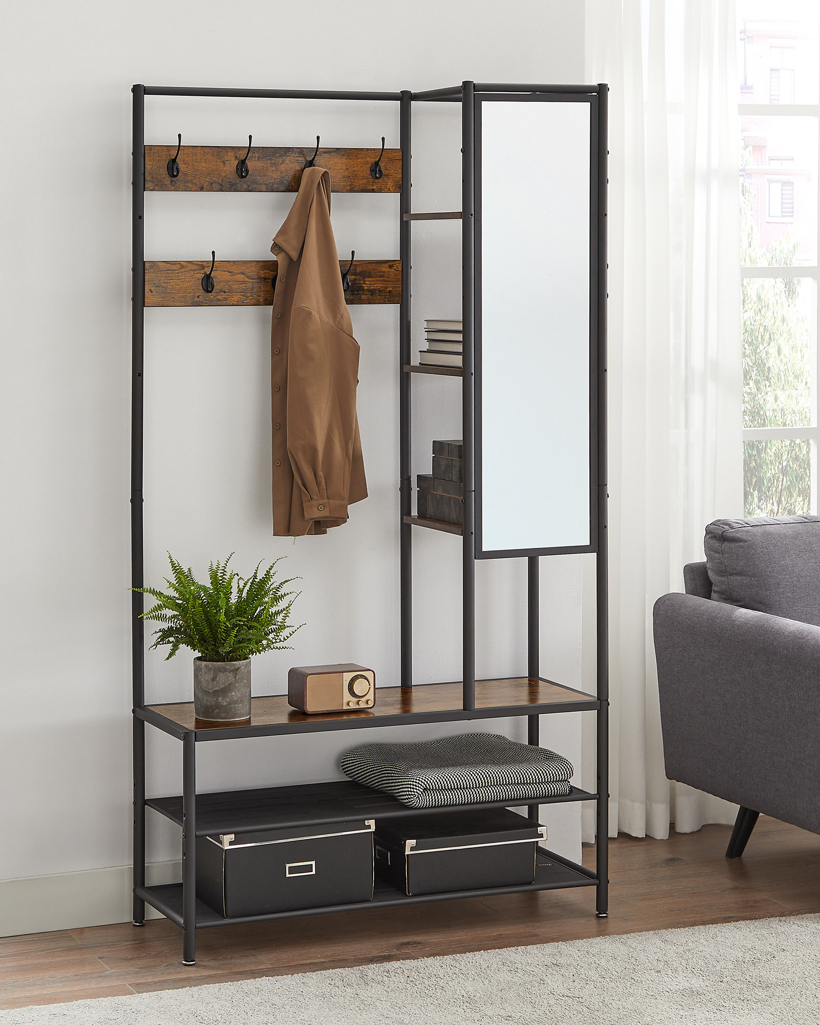 17 Stories Mazzuca 38.6'' Wide Hall Tree with Bench and Shoe Storage