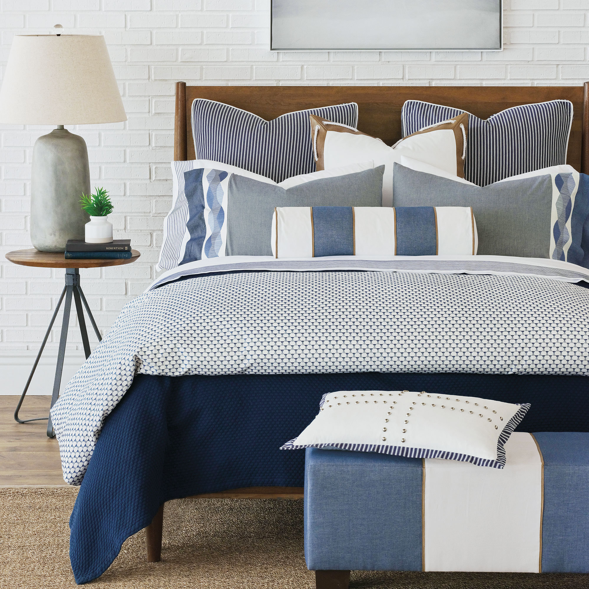 white embroidered bedding set